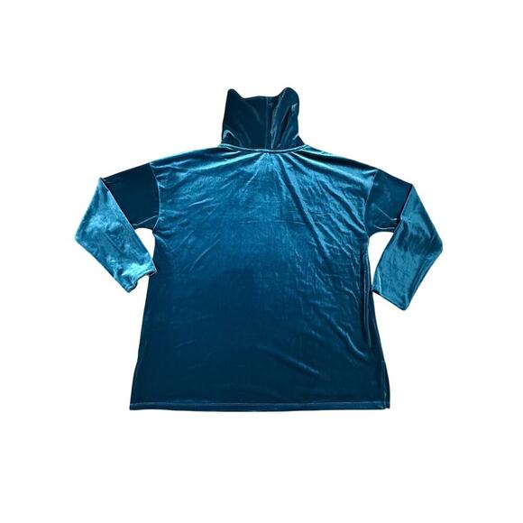 Jones New York Women's Velour Pullover Tunic Top Cowl Neck Long Sleeve XL Blue - Picture 2 of 8